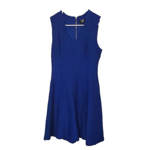 Guess Sleeves Cobalt Blue Doris Dress With V-Neck and Zipper in the back